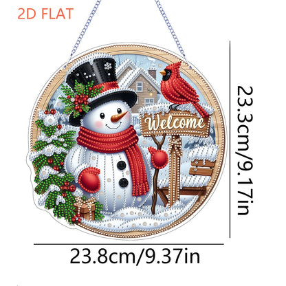 Xmas Theme 2D Flat DIY Hanging Diamond Art Kits Wall Decor for Home & Windows