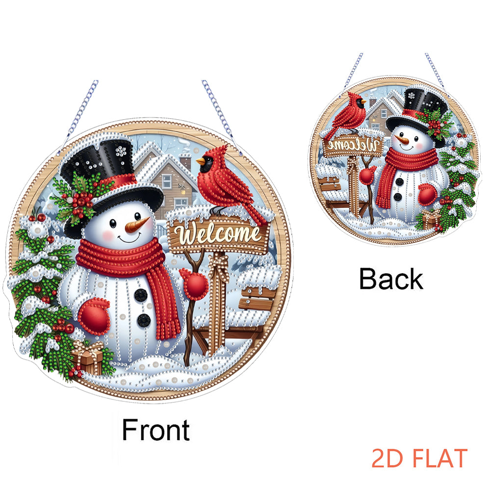 Xmas Theme 2D Flat DIY Hanging Diamond Art Kits Wall Decor for Home & Windows