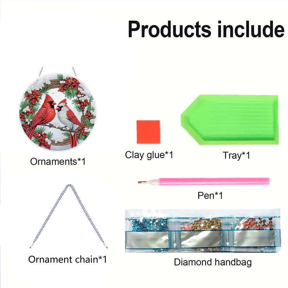 Xmas Theme 2D Flat DIY Hanging Diamond Art Kits Wall Decor for Home & Windows