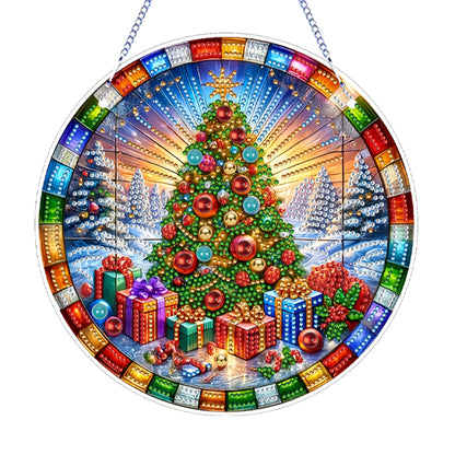 Xmas Theme 2D Flat DIY Hanging Diamond Art Kits Wall Decor for Home & Windows