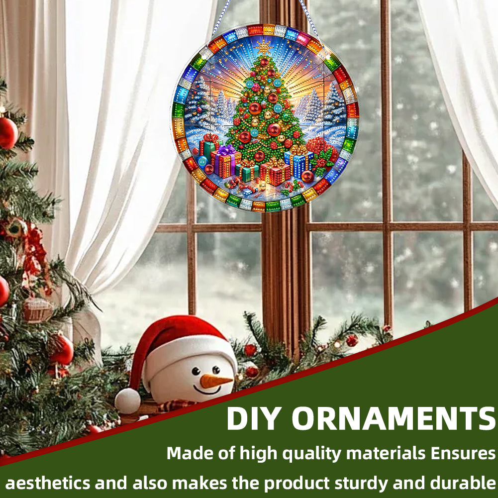 Xmas Theme 2D Flat DIY Hanging Diamond Art Kits Wall Decor for Home & Windows