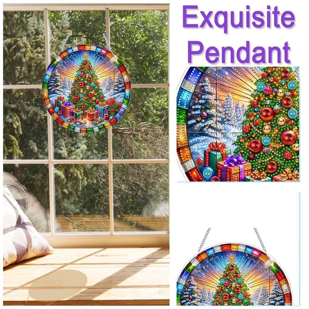 Xmas Theme 2D Flat DIY Hanging Diamond Art Kits Wall Decor for Home & Windows