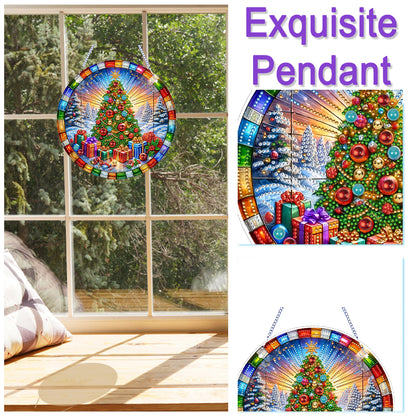 Xmas Theme 2D Flat DIY Hanging Diamond Art Kits Wall Decor for Home & Windows
