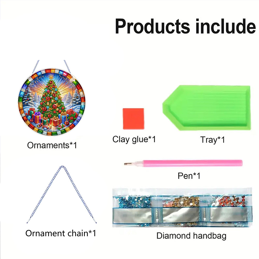 Xmas Theme 2D Flat DIY Hanging Diamond Art Kits Wall Decor for Home & Windows