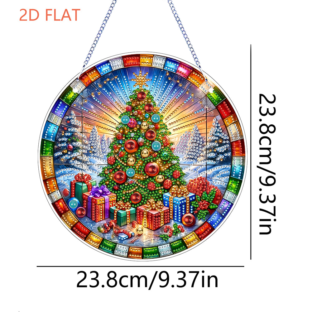 Xmas Theme 2D Flat DIY Hanging Diamond Art Kits Wall Decor for Home & Windows