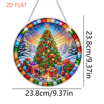 Xmas Theme 2D Flat DIY Hanging Diamond Art Kits Wall Decor for Home & Windows