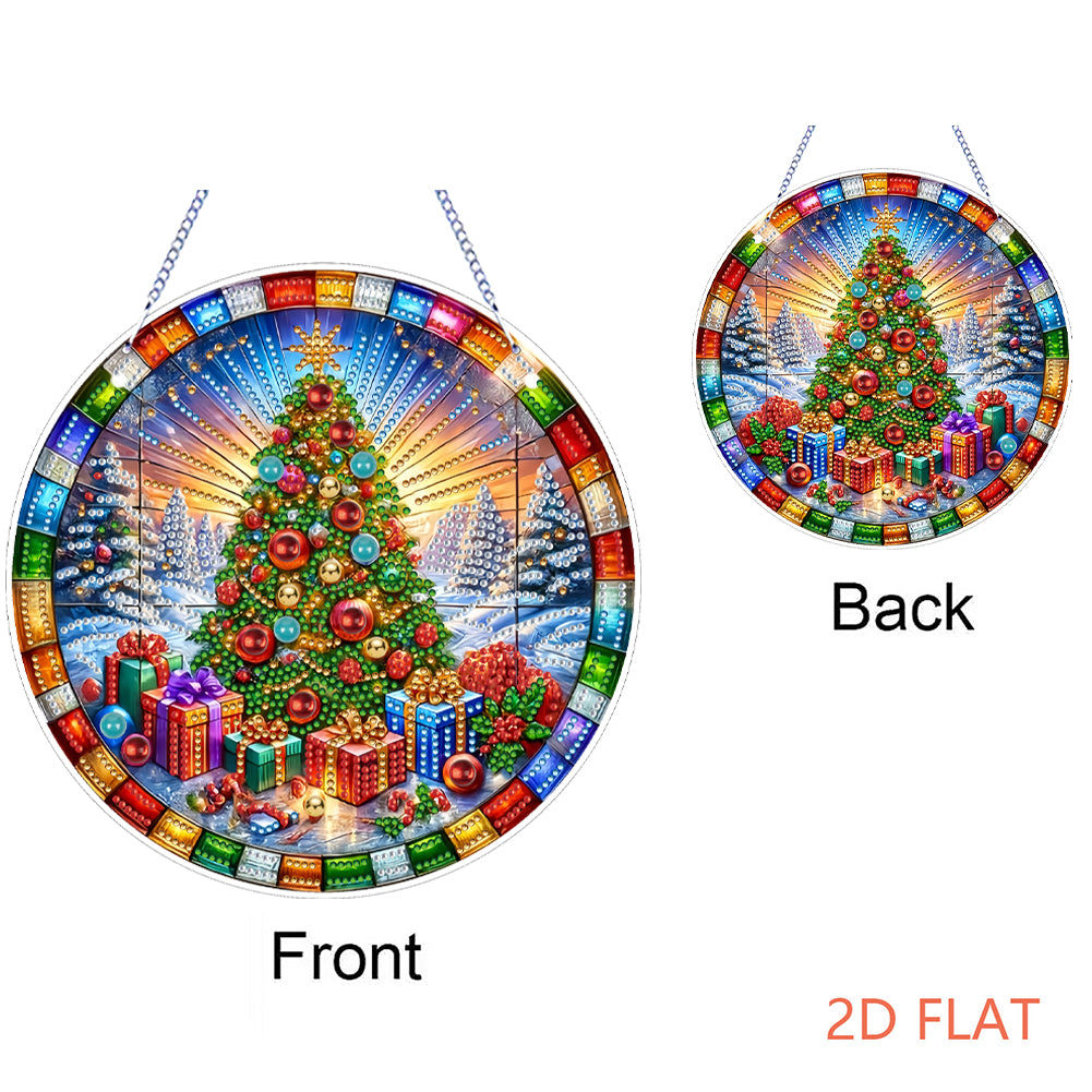 Xmas Theme 2D Flat DIY Hanging Diamond Art Kits Wall Decor for Home & Windows