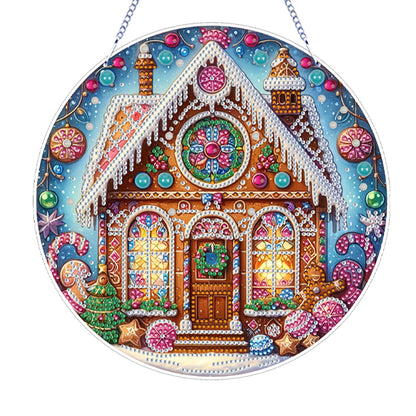 Xmas Theme 2D Flat DIY Hanging Diamond Art Kits Wall Decor for Home & Windows