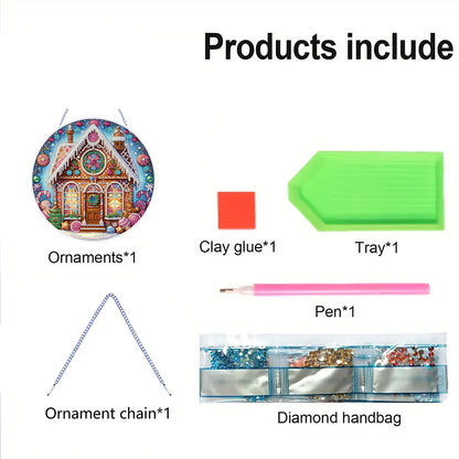 Xmas Theme 2D Flat DIY Hanging Diamond Art Kits Wall Decor for Home & Windows