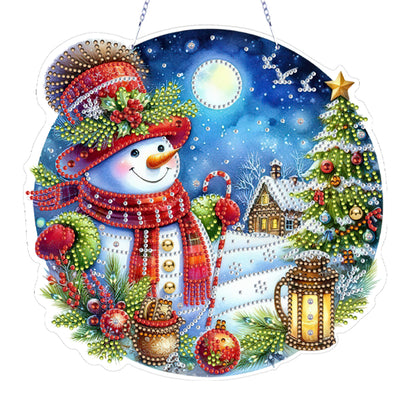 Xmas Theme 2D Flat DIY Hanging Diamond Art Kits Wall Decor for Home & Windows