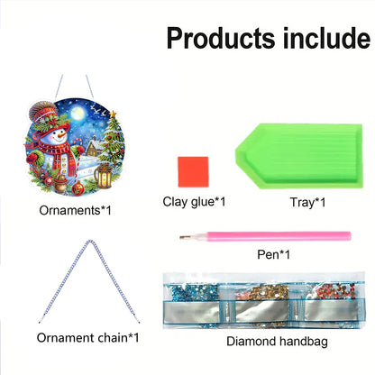 Xmas Theme 2D Flat DIY Hanging Diamond Art Kits Wall Decor for Home & Windows