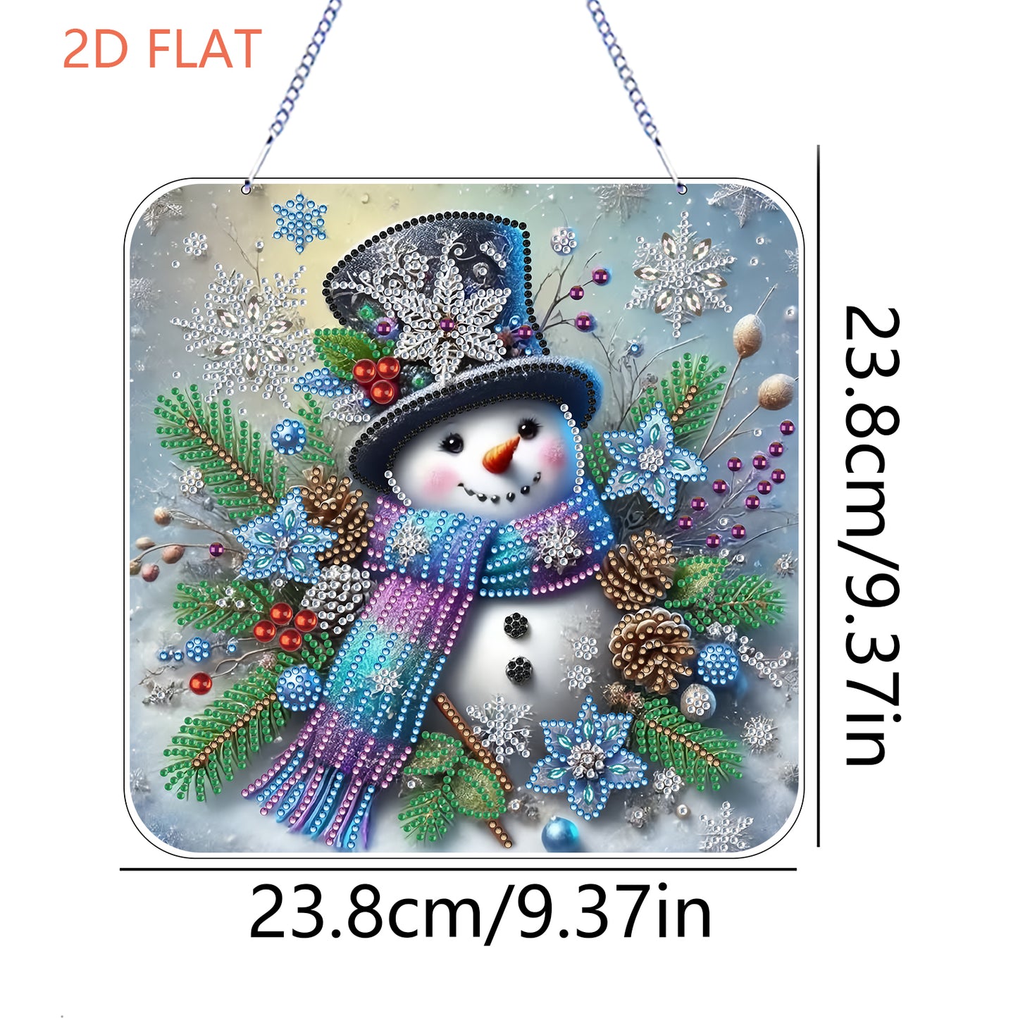 Xmas Theme 2D Flat DIY Hanging Diamond Art Kits Wall Decor for Home & Windows