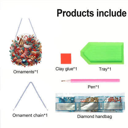 Xmas Theme 2D Flat DIY Hanging Diamond Art Kits Wall Decor for Home & Windows