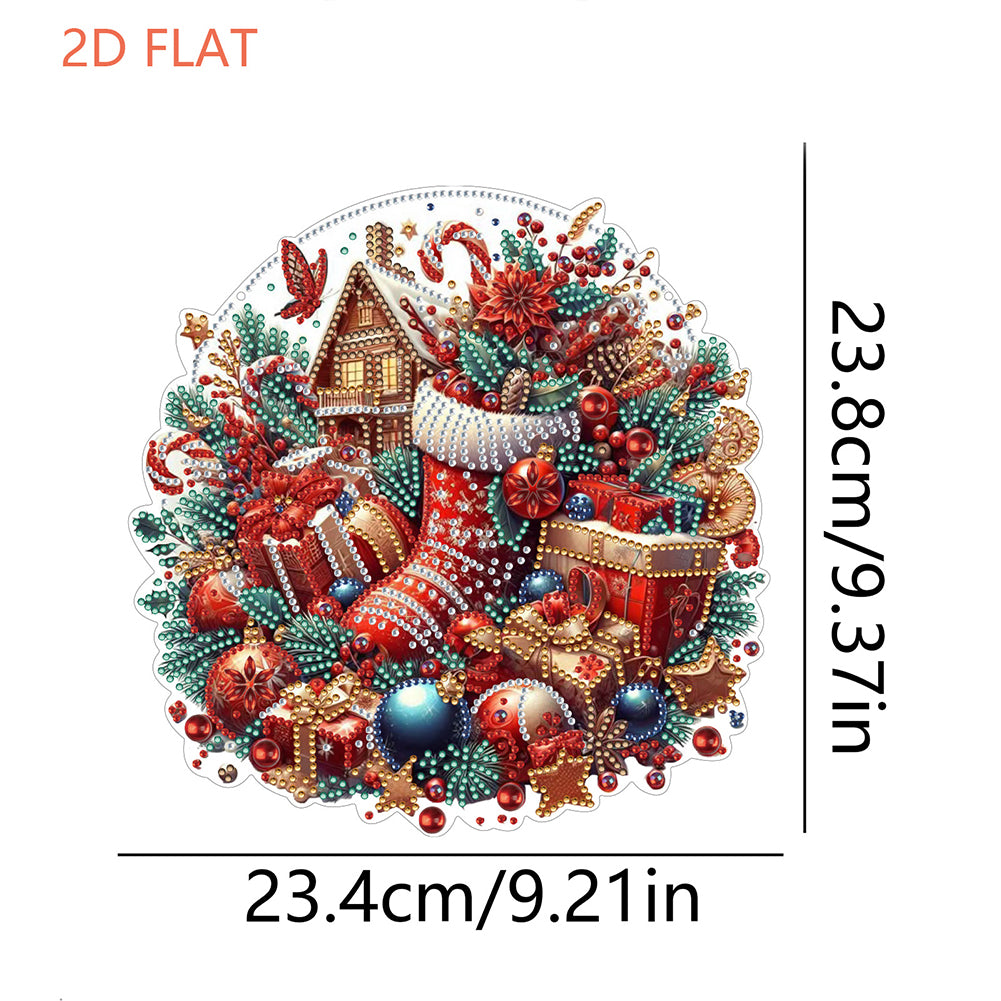 Xmas Theme 2D Flat DIY Hanging Diamond Art Kits Wall Decor for Home & Windows