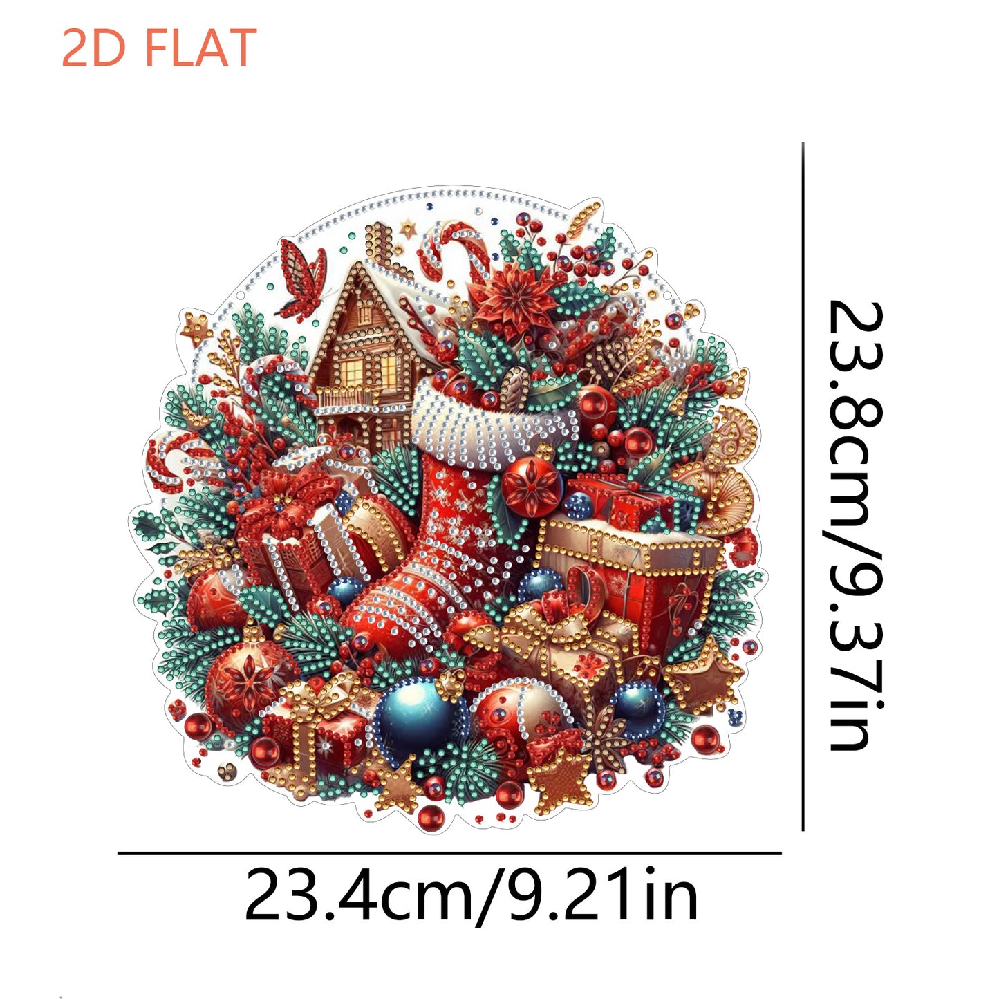 Xmas Theme 2D Flat DIY Hanging Diamond Art Kits Wall Decor for Home & Windows