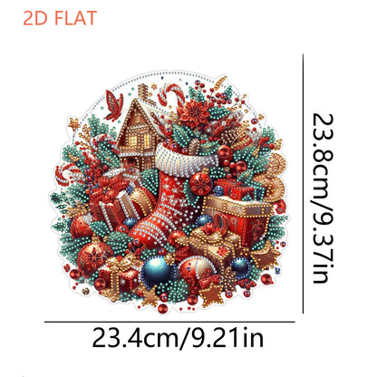 Xmas Theme 2D Flat DIY Hanging Diamond Art Kits Wall Decor for Home & Windows