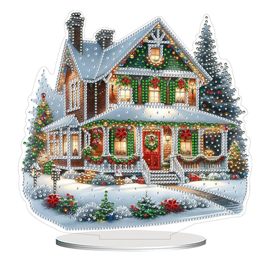 2D Flat Xmas House DIY Diamond Painting Desktop Decorations for Adults Beginner