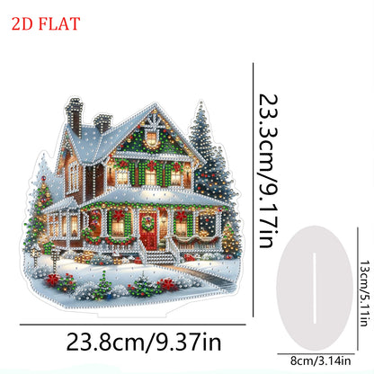 2D Flat Xmas House DIY Diamond Painting Desktop Decorations for Adults Beginner