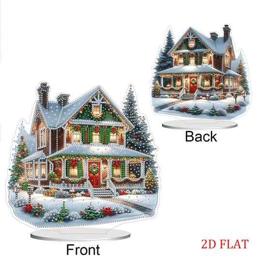 2D Flat Xmas House DIY Diamond Painting Desktop Decorations for Adults Beginner