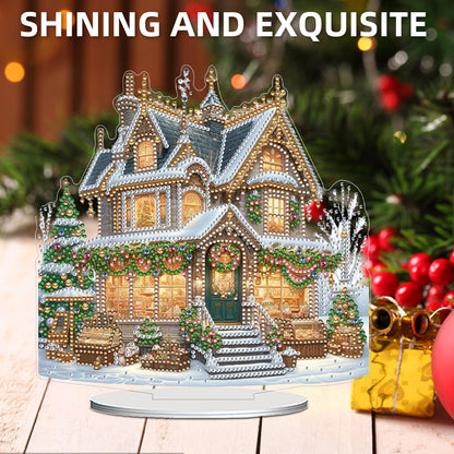 2D Flat Xmas House DIY Diamond Painting Desktop Decorations for Adults Beginner