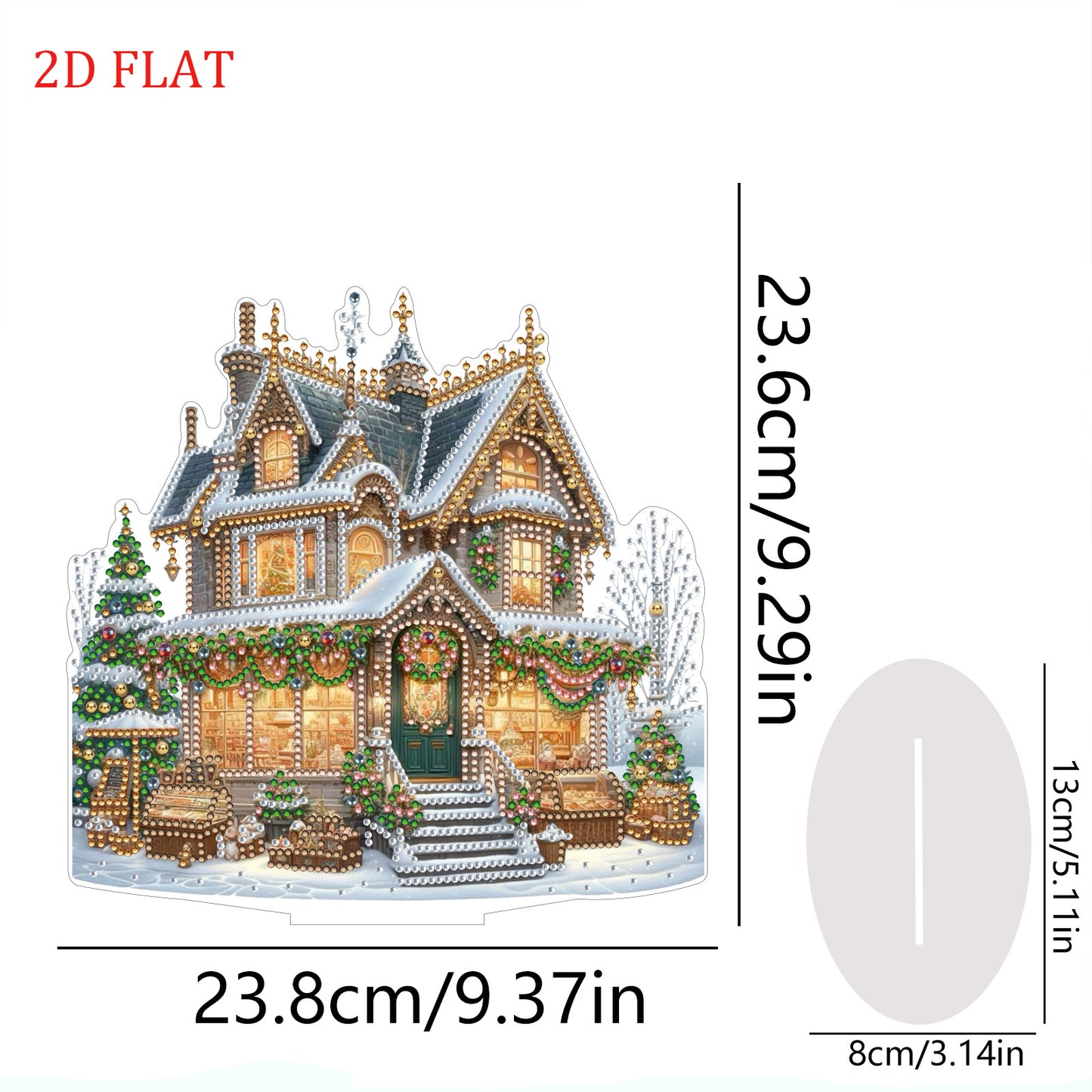 2D Flat Xmas House DIY Diamond Painting Desktop Decorations for Adults Beginner