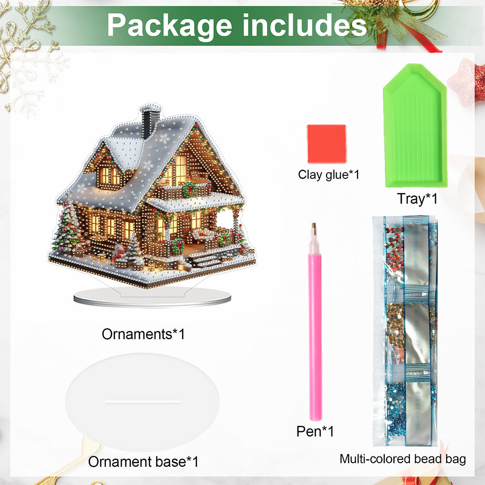 2D Flat Xmas House DIY Diamond Painting Desktop Decorations for Adults Beginner
