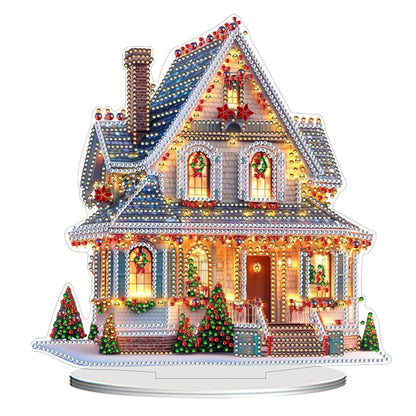 2D Flat Xmas House DIY Diamond Painting Desktop Decorations for Adults Beginner
