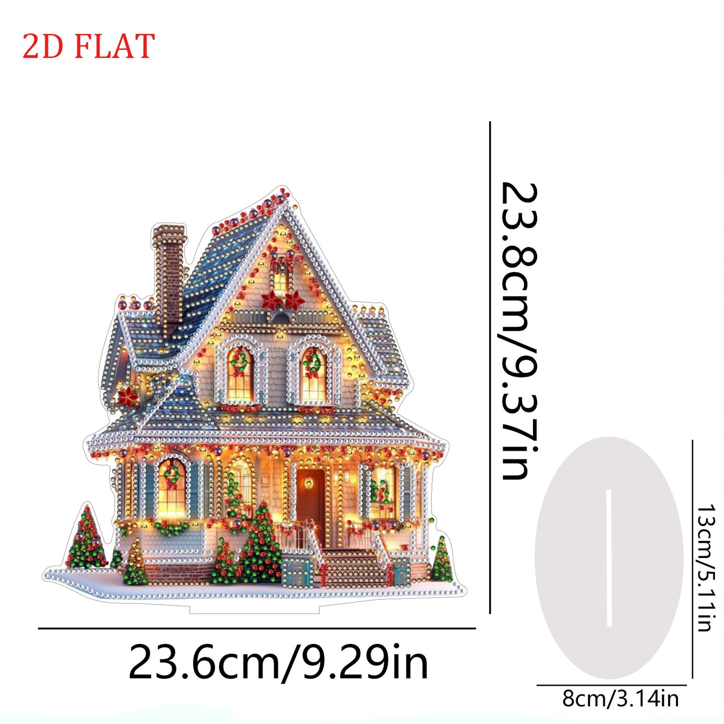 2D Flat Xmas House DIY Diamond Painting Desktop Decorations for Adults Beginner
