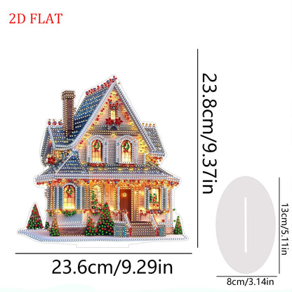 2D Flat Xmas House DIY Diamond Painting Desktop Decorations for Adults Beginner
