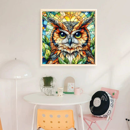 Glass Painting - Owl - 11CT Stamped Cross Stitch 40*40CM
