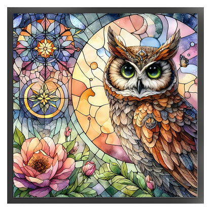 Glass Painting - Owl - 11CT Stamped Cross Stitch 40*40CM