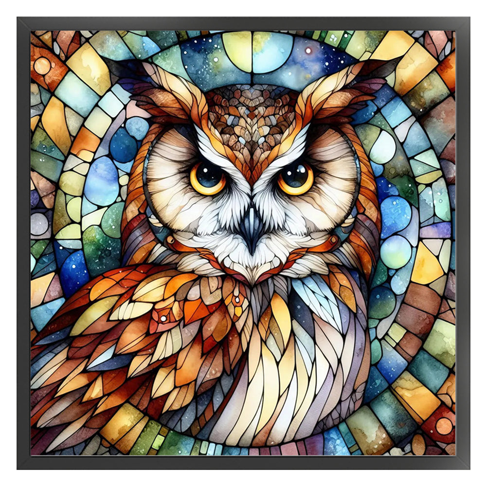 Glass Painting - Owl - 11CT Stamped Cross Stitch 40*40CM