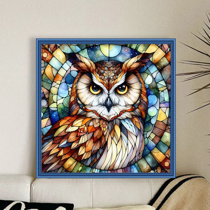 Glass Painting - Owl - 11CT Stamped Cross Stitch 40*40CM