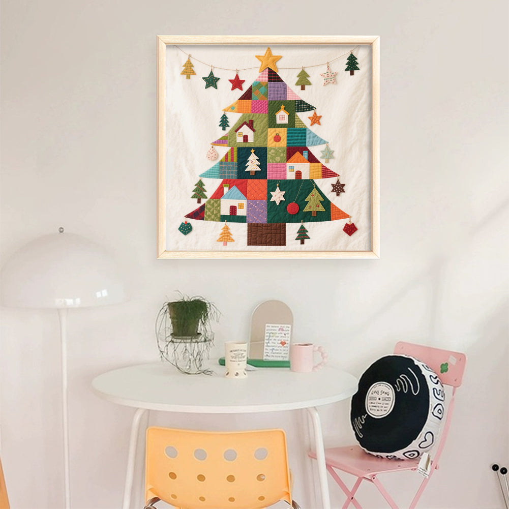 Patchwork Christmas Tree - 11CT Stamped Cross Stitch 40*40CM