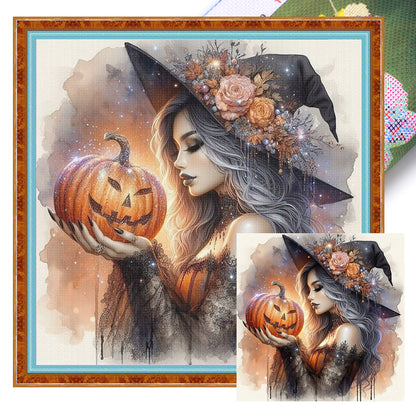 Pumpkin Witch - 11CT Stamped Cross Stitch 50*50CM