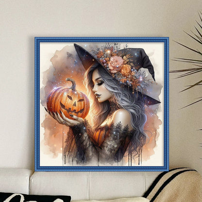 Pumpkin Witch - 11CT Stamped Cross Stitch 50*50CM