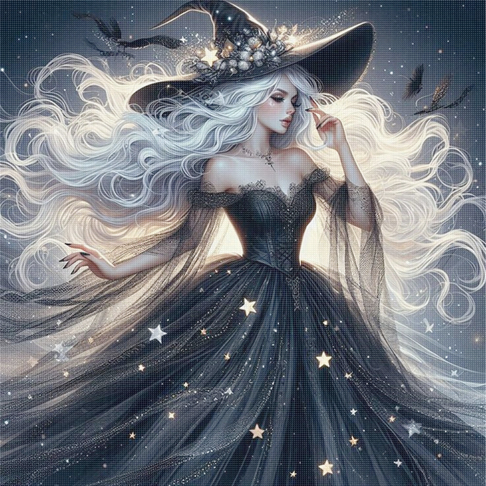 White-Haired Witch - 11CT Stamped Cross Stitch 50*50CM