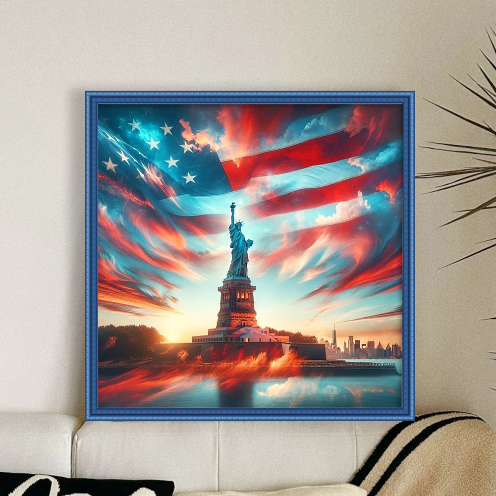 Independence Day Landscape - 11CT Stamped Cross Stitch 40*40CM