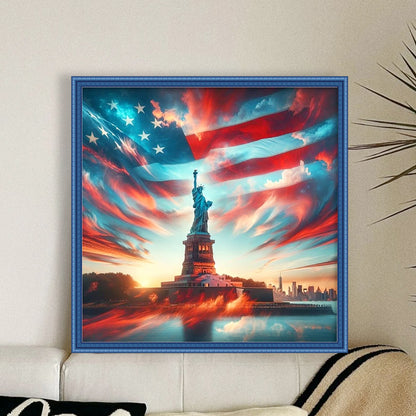 Independence Day Landscape - 11CT Stamped Cross Stitch 40*40CM
