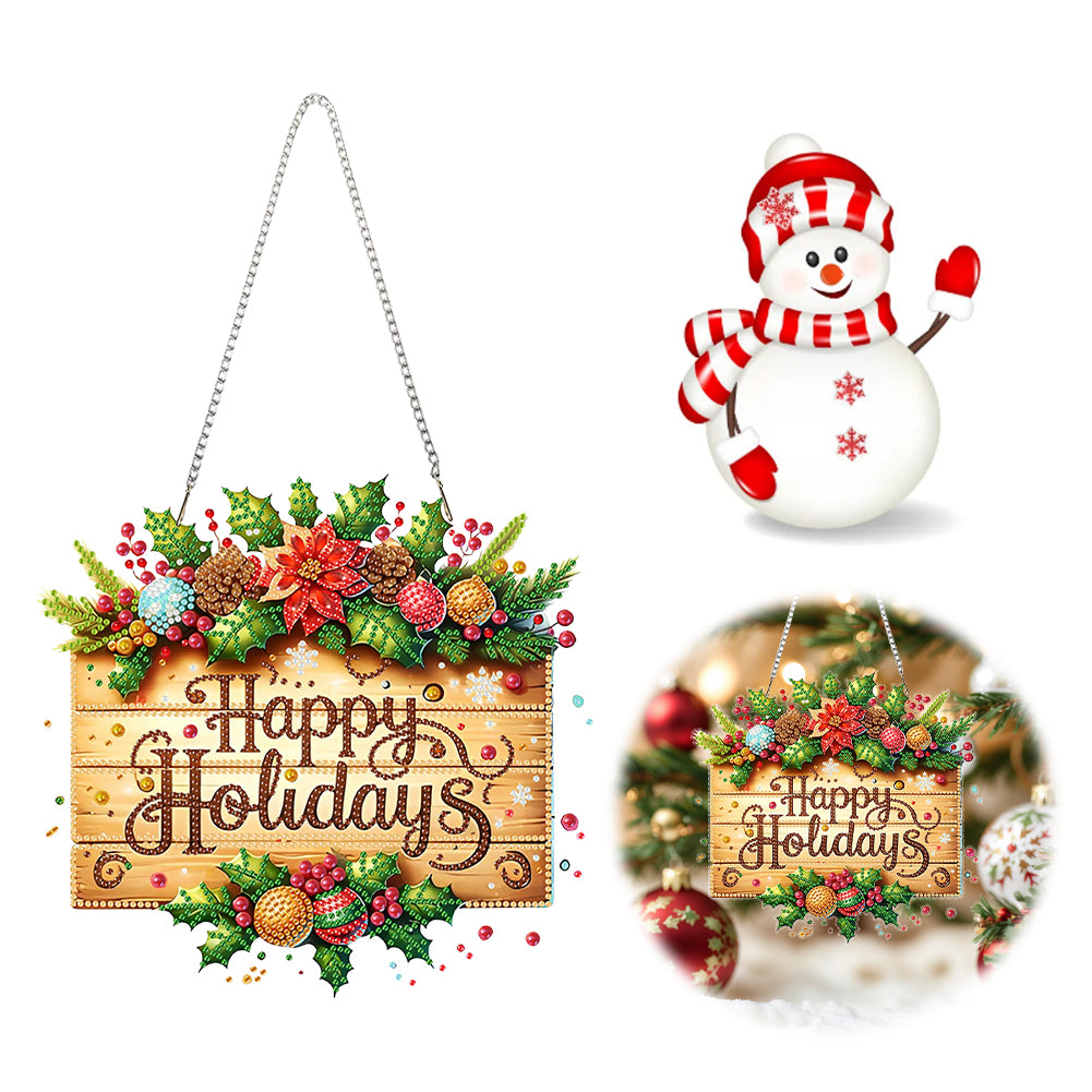 Christmas 2D Flat DIY Hanging Diamond Art Kits Window Hanging Art for Home Decor