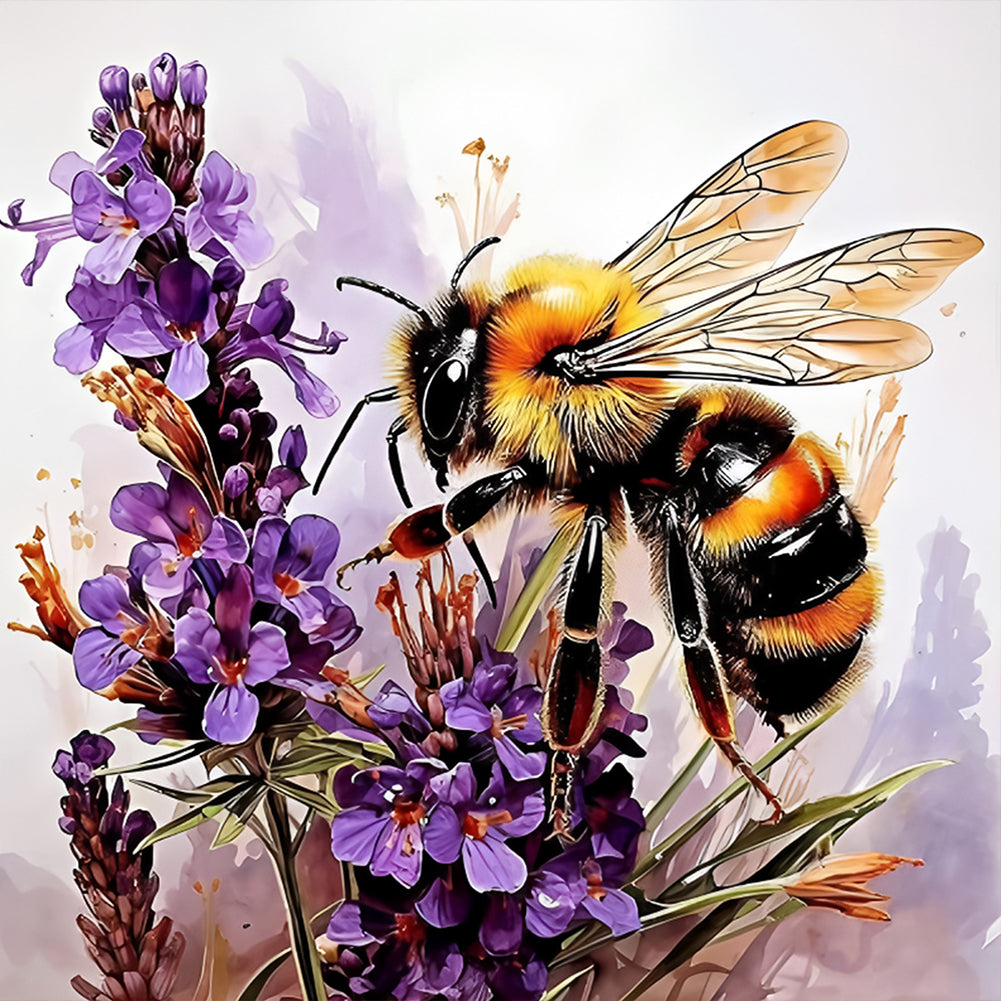 Bee Flower - Full Round Drill Diamond Painting 40*40CM