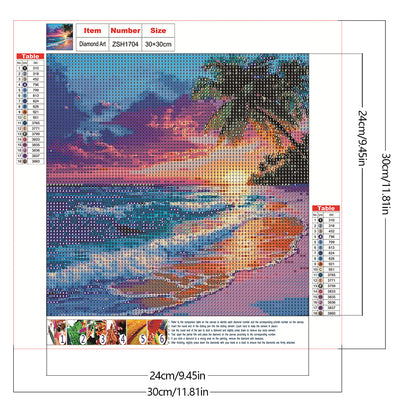 Beach By The Sea - Full Round Drill Diamond Painting 30*30CM