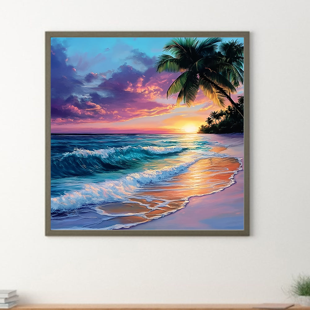 Beach By The Sea - Full Round Drill Diamond Painting 30*30CM