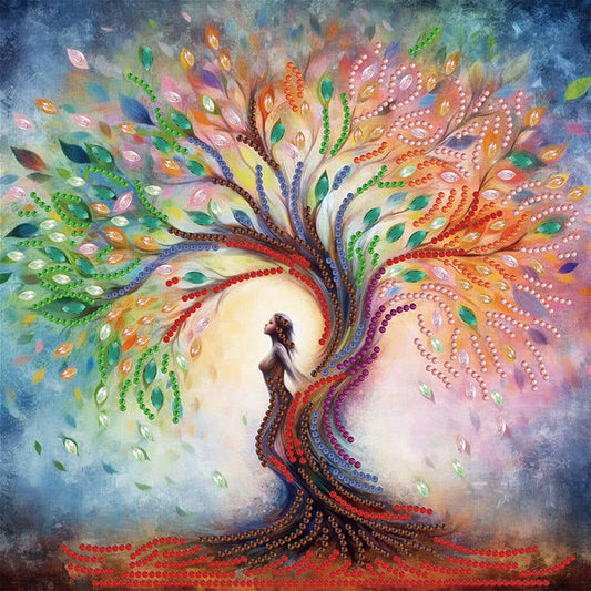 Tree And Girl - Special Shaped Drill Diamond Painting 30*30CM