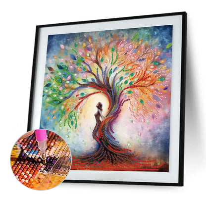 Tree And Girl - Special Shaped Drill Diamond Painting 30*30CM