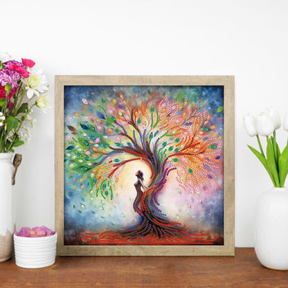 Tree And Girl - Special Shaped Drill Diamond Painting 30*30CM