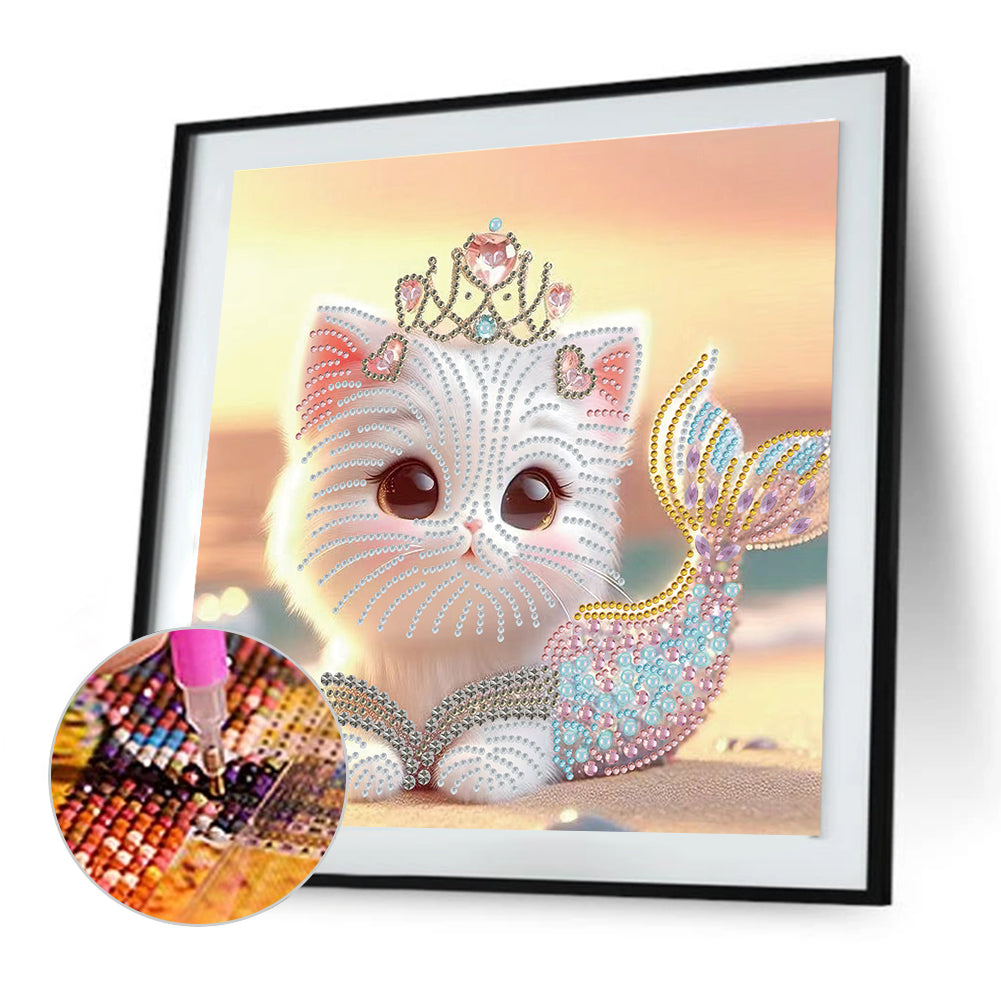 Mermaid Cat - Special Shaped Drill Diamond Painting 30*30CM