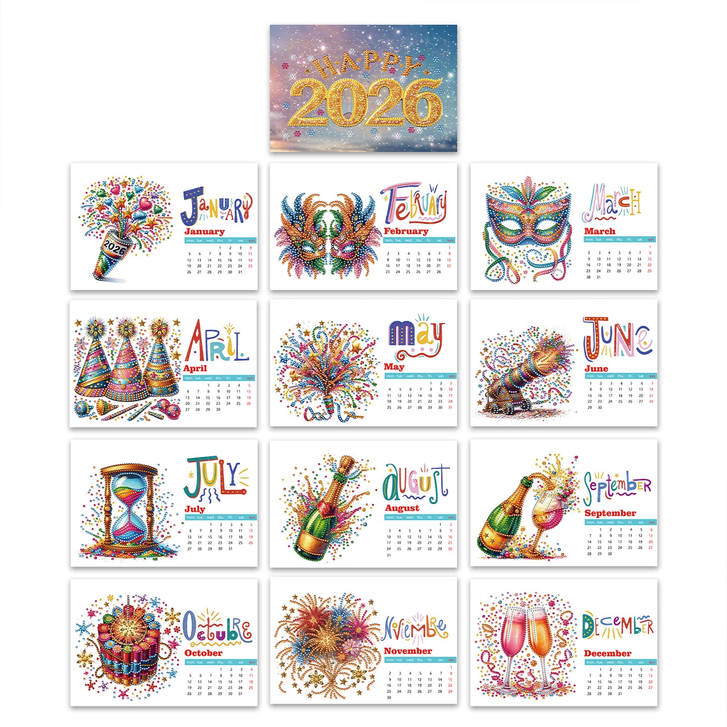Diamond Painting Calendar DIY Calendar Desktop Ornament for Home Office Planning