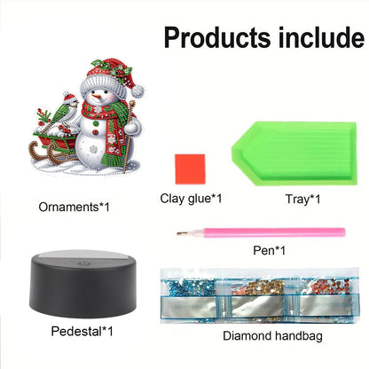 Acrylic Double Sided Xmas Snowman Decorative DIY 5D Diamond Lamp for Art Crafts