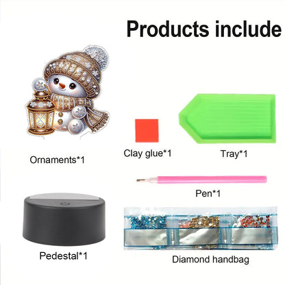 Acrylic Double Sided Xmas Snowman Decorative DIY 5D Diamond Lamp for Art Crafts